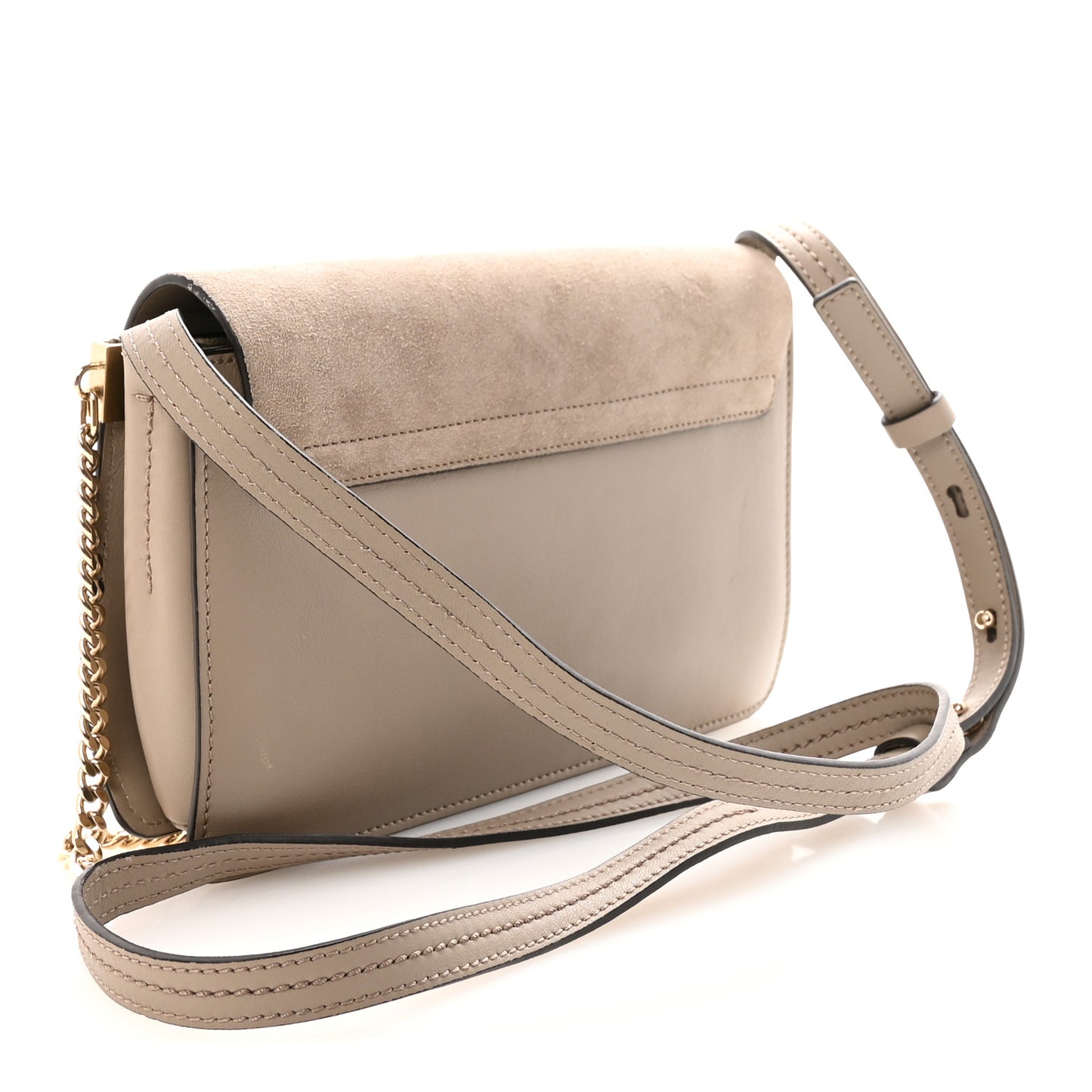 Suede Calfskin Small Faye Shoulder Bag Motty Grey