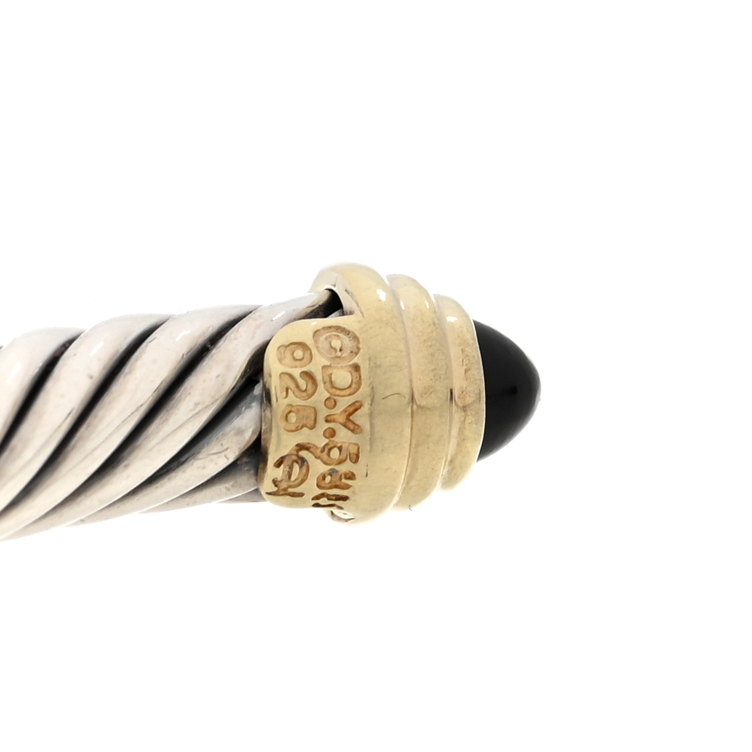 David Yurman Sterling Silver 14K Yellow Gold Black Onyx 5mm Cable Classics Petite Color Bracelet 3 of 3