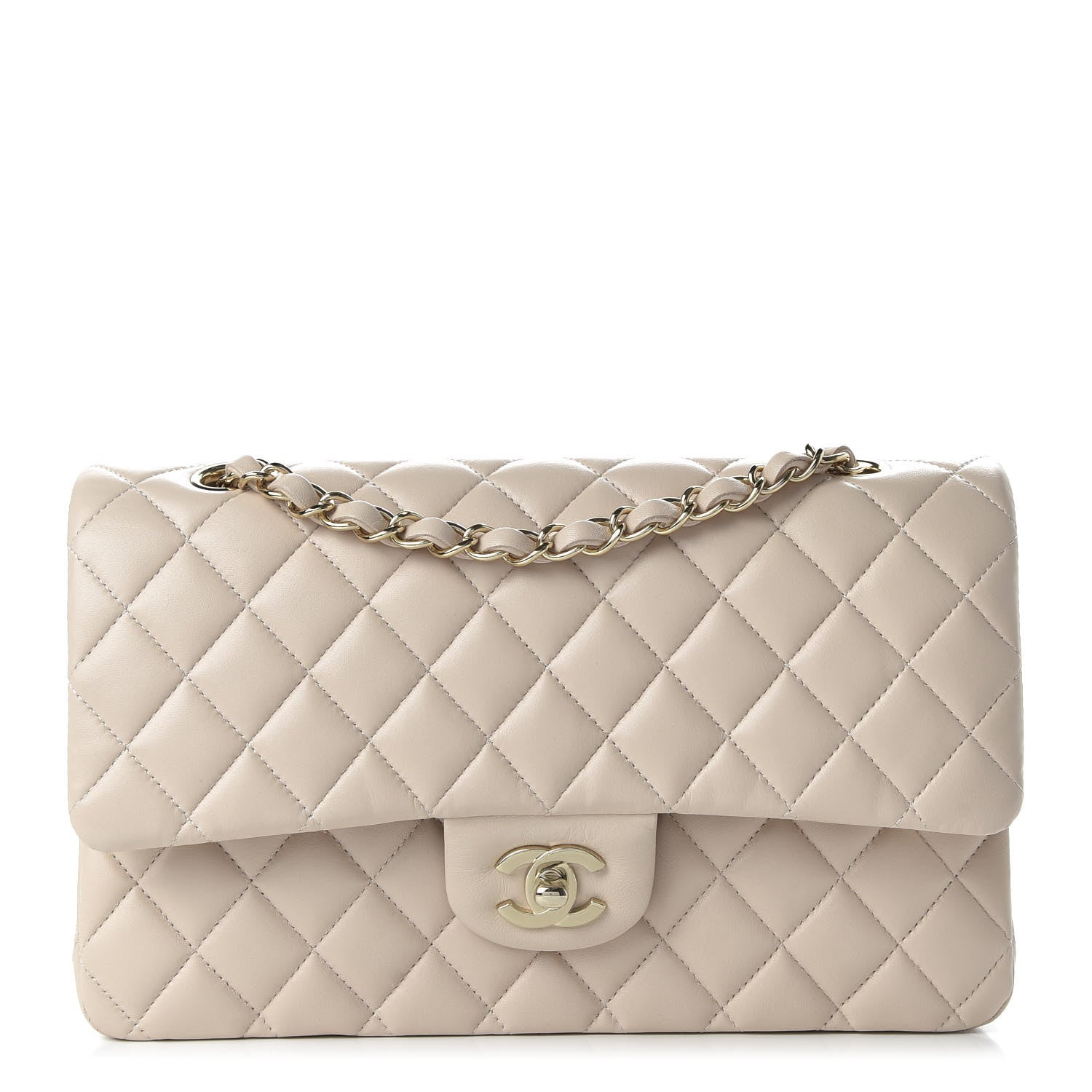 Chanel Lambskin Quilted Medium Double Flap Beige 1 of 11