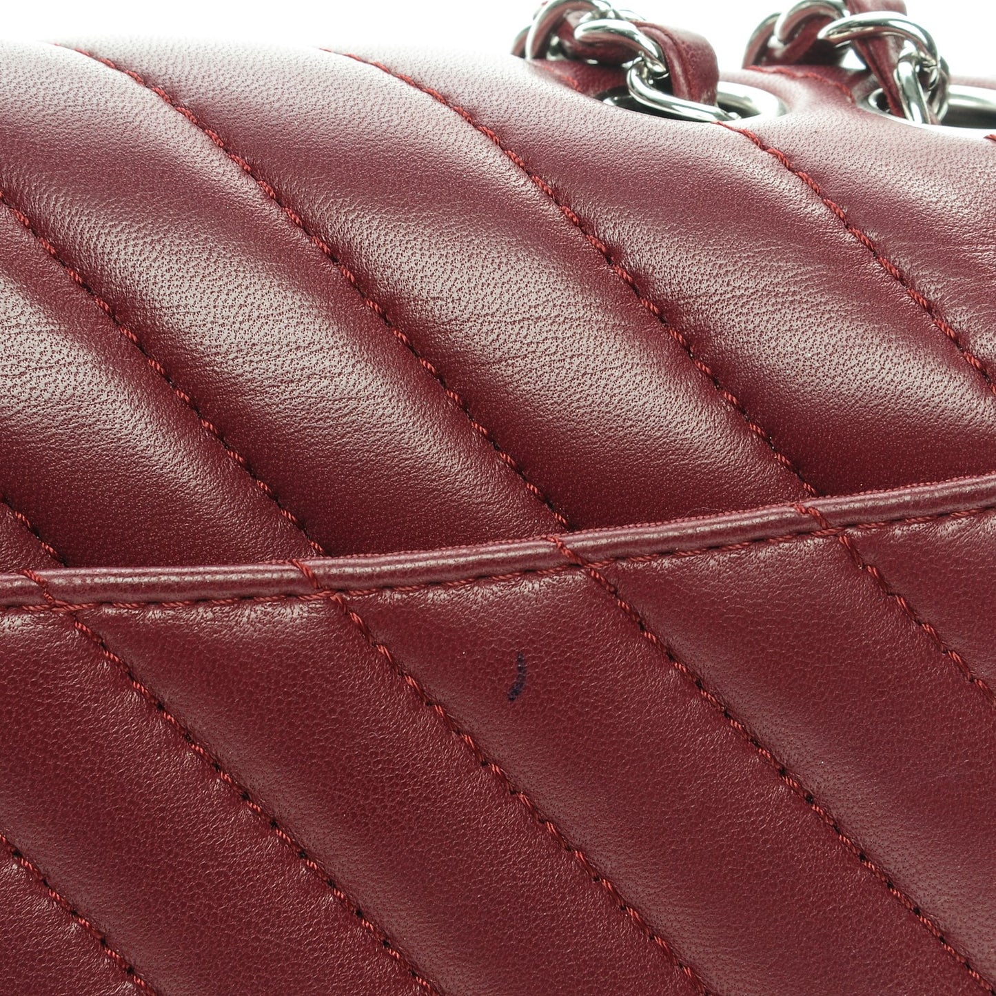 Lambskin Surpique Chevron Medium Single Flap Dark Red