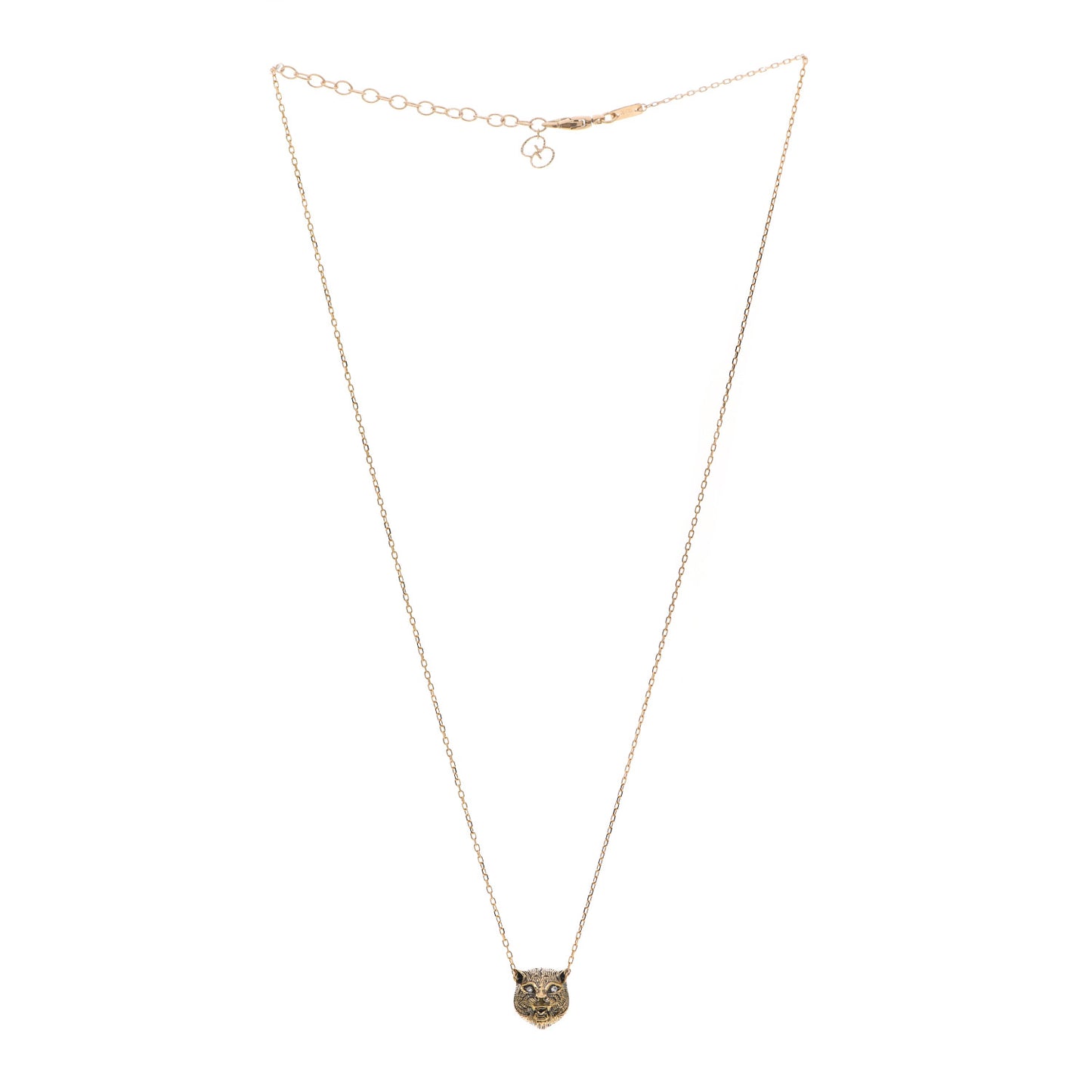 18K Yellow Gold Diamond Onyx Le Marche Des Merveilles Feline Pendant Necklace