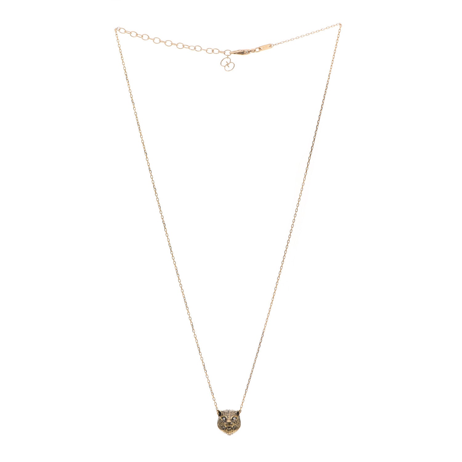 Gucci 18K Yellow Gold Diamond Onyx Le Marche Des Merveilles Feline Pendant Necklace 3 of 6