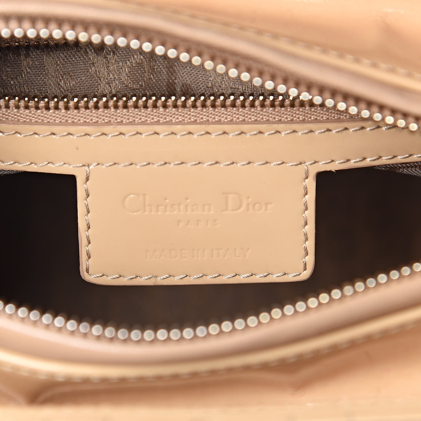 Patent Cannage Medium Lady Dior Beige