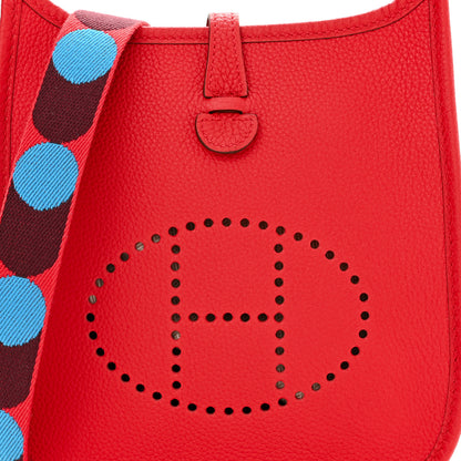 Hermes Taurillon Maurice Flipperball Sangle Evelyne TPM Rouge De Coeur Bleu Frida 8 of 11