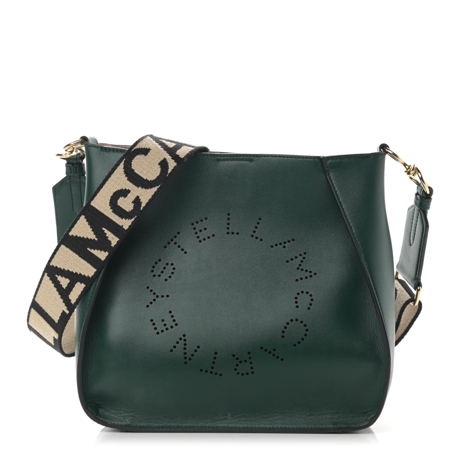 Stella McCartney Eco Alter Nappa Perforated Logo Mini Crossbody Green 1 of 15