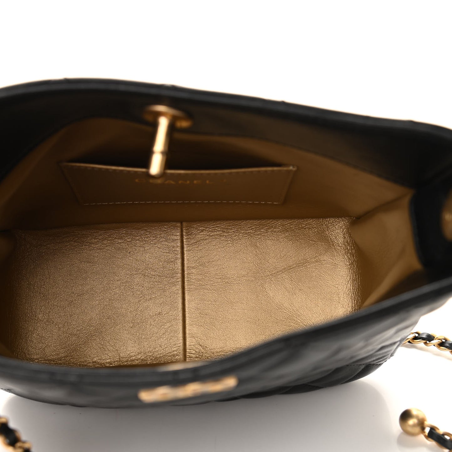 Lambskin Quilted Small Pearl Crush Hobo Black