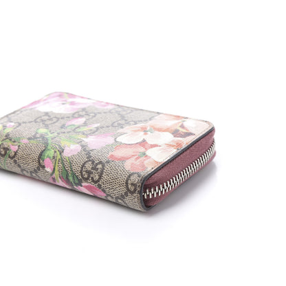 Gucci GG Supreme Monogram Blooms Zip Around Card Case Wallet Beige Multicolor Dry Rose 8 of 9