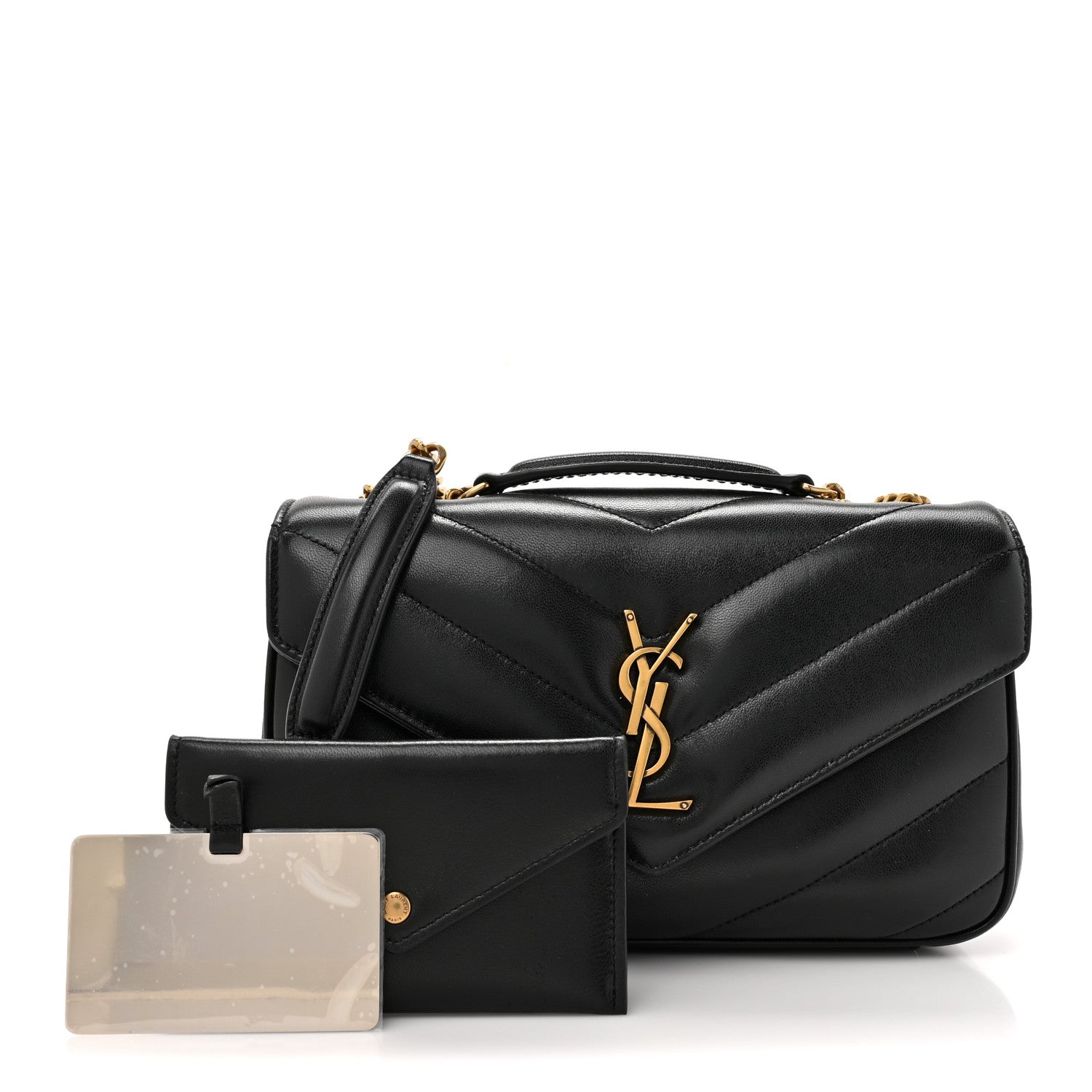 Saint Laurent Lambskin Chevron Quilted Small Loulou Black 3 of 13