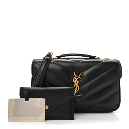 Saint Laurent Lambskin Chevron Quilted Small Loulou Black 3 of 13