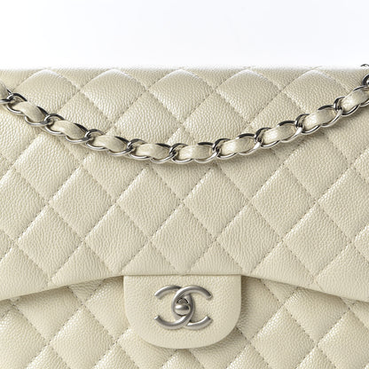 Chanel Pearly Caviar Quilted Jumbo Double Flap Dark White 9 of 9