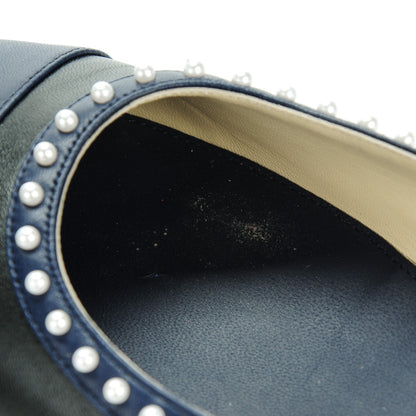 Chanel Lambskin Cap Toe Pearl CC Ballerina Flats 40.5 Black Navy 8 of 9