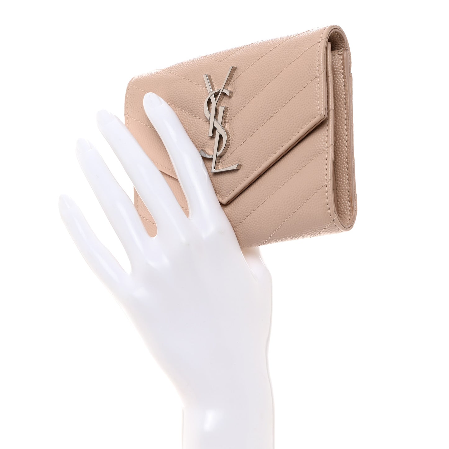 Grain De Poudre Matelasse Chevron Small Monogram Envelope Wallet Pale Pink