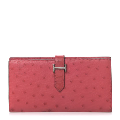 Hermes Ostrich Bearn Wallet Bougainvillea 1 of 6