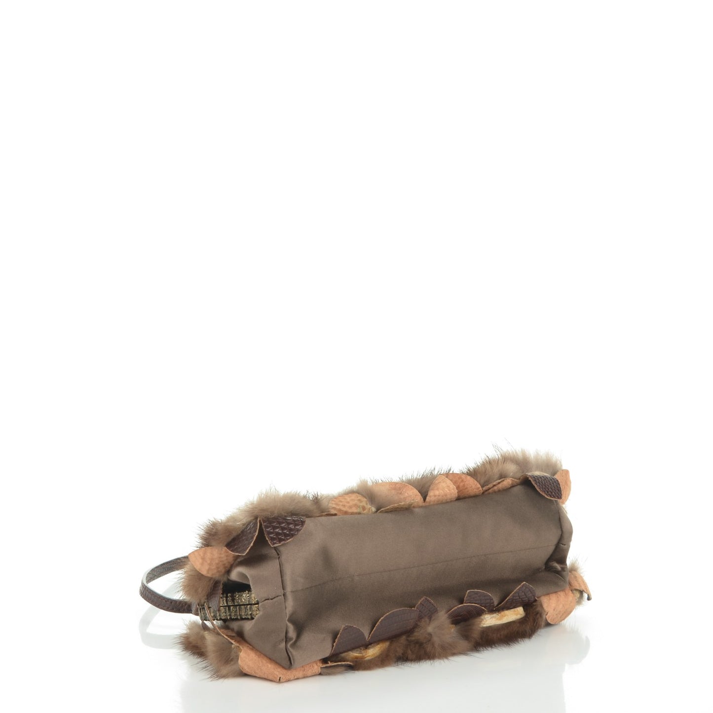 Mink Fur Lizard Evening Frame Bag Brown