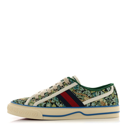 Gucci X LIBERTY OF LONDON Canvas Web Floral Print Womens 1977 Tennis Sneakers 37.5 Carta Acquamarine Navy Mystic White 1 of 8