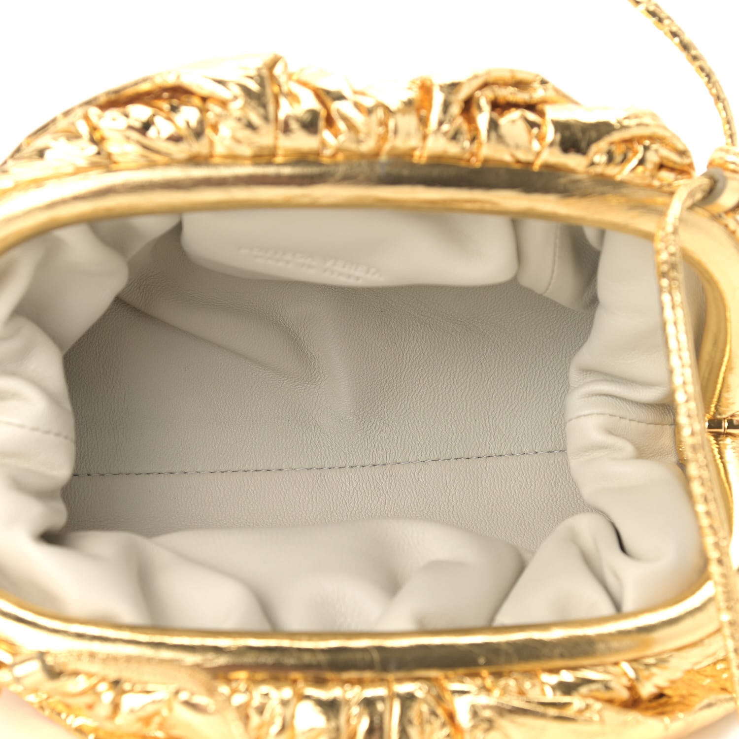 Bottega Veneta Metallic Crinkled Lambskin The Mini Pouch Oro 5 of 8
