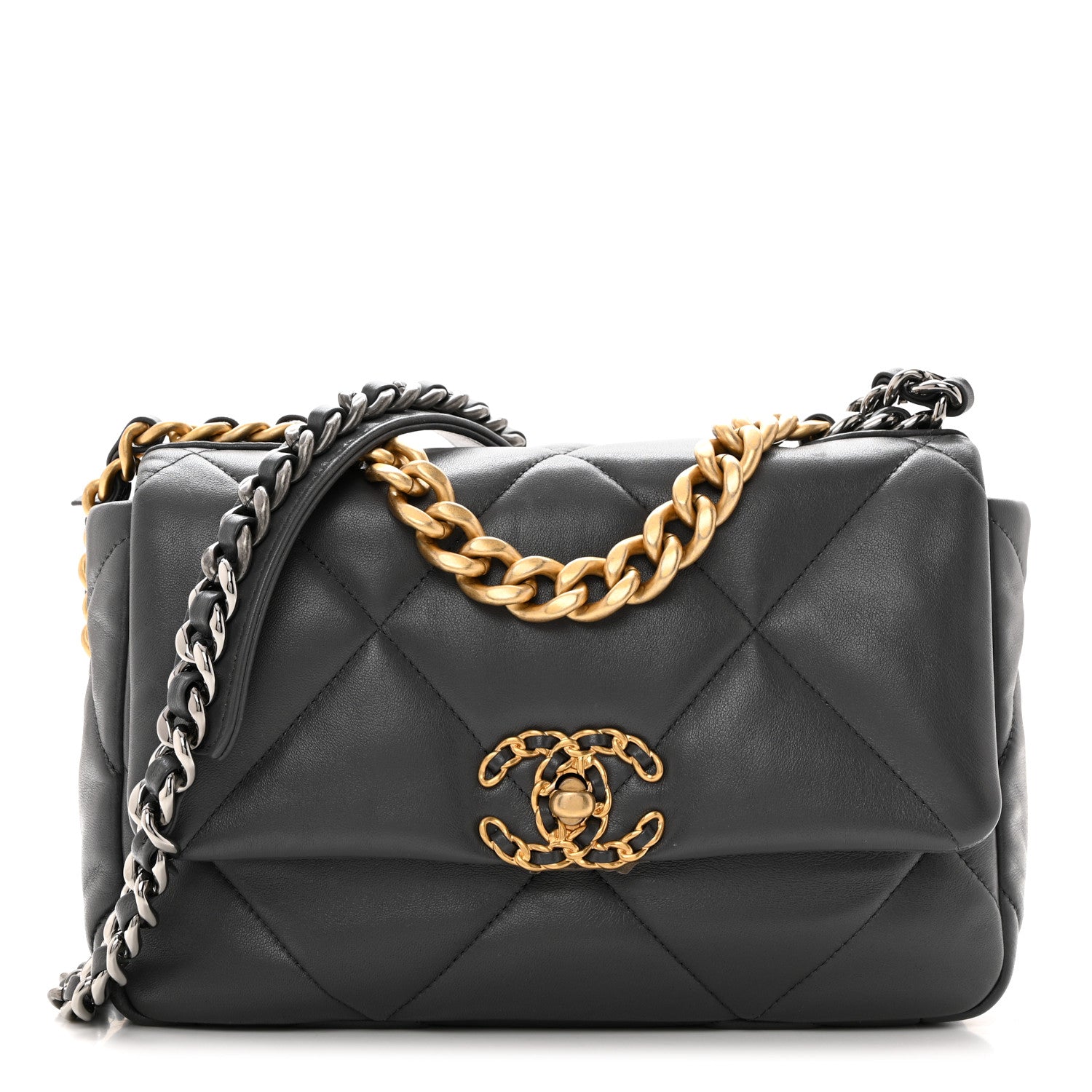Chanel Lambskin Quilted Medium Chanel 19 Flap Dark Grey 1 of 10