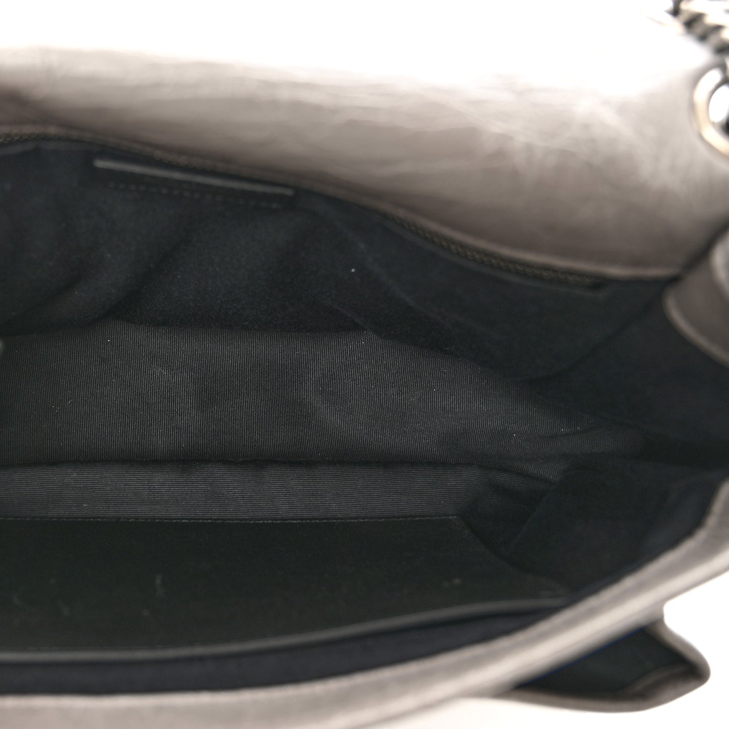 Crinkled Calfskin Matelasse Monogram Medium Niki Chain Satchel Fog