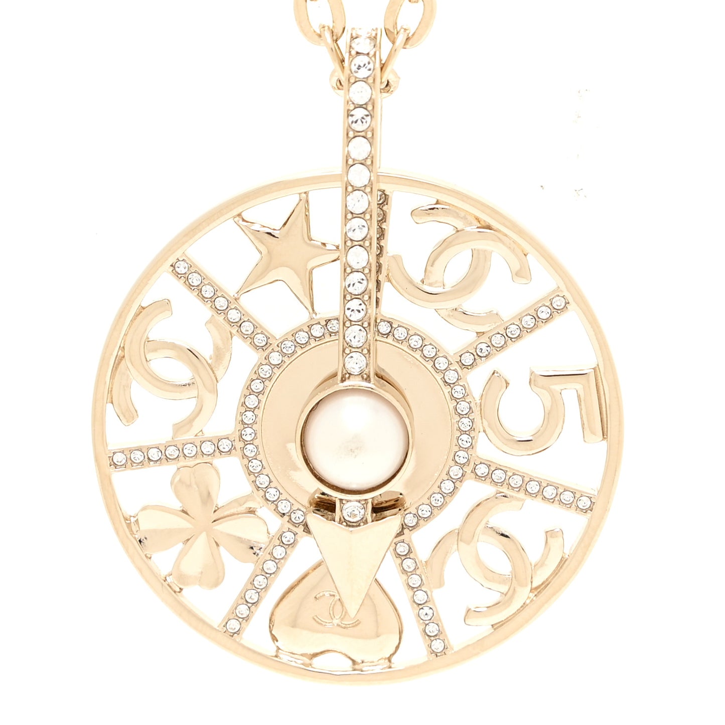 Crystal CC Lucky Charms Pendant Necklace Gold