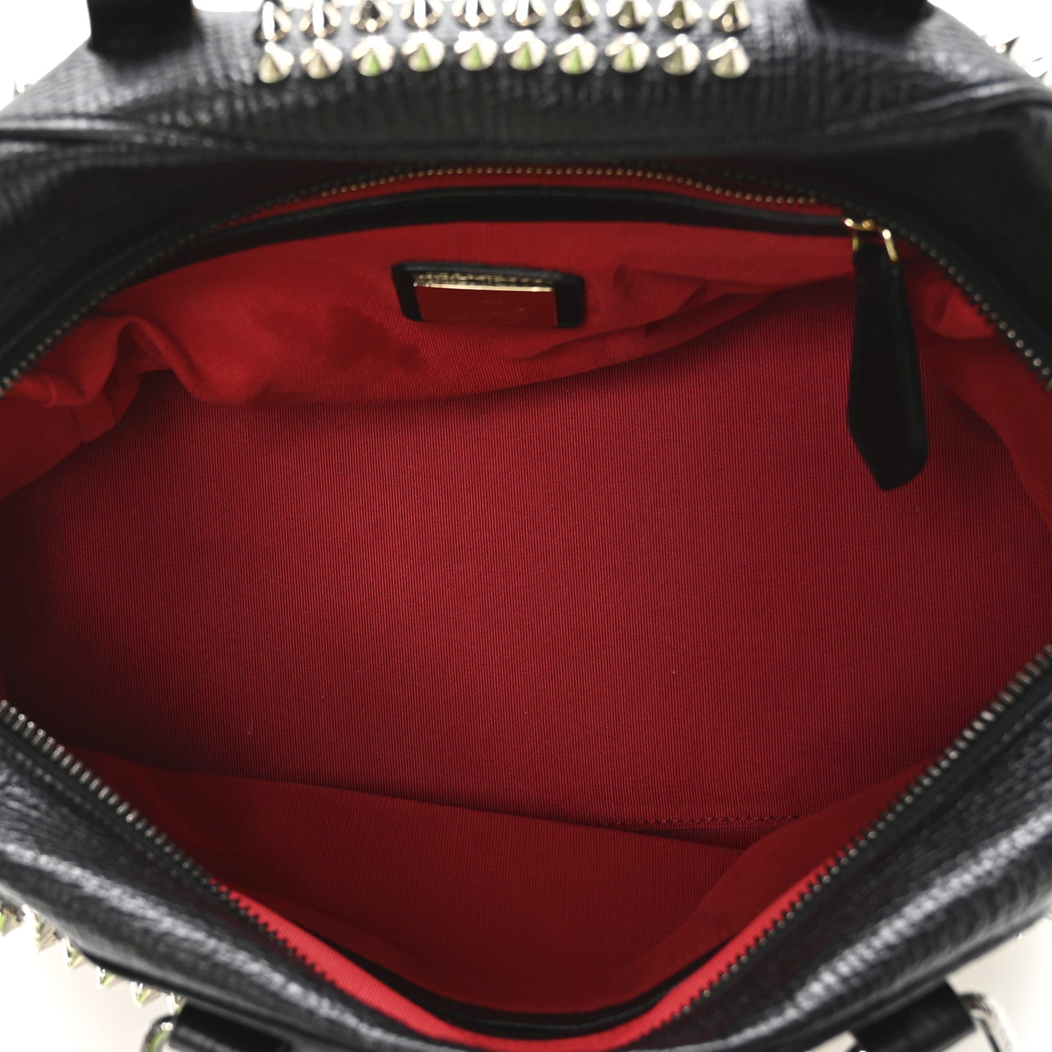 Christian Louboutin Grained Calfskin Studded Panettone Bowling Bag Black 5 of 10