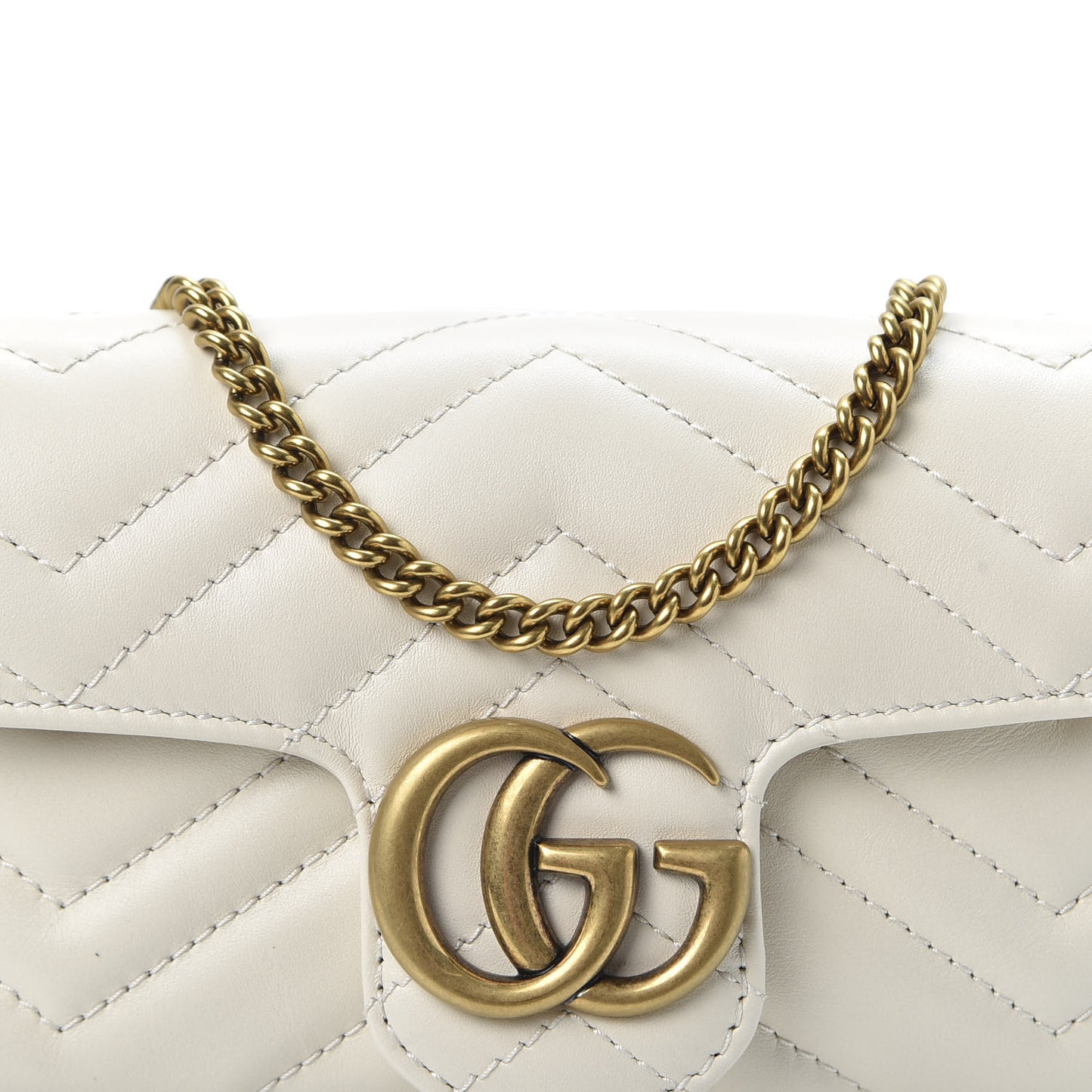 Calfskin Matelasse Super Mini GG Marmont Shoulder Bag White