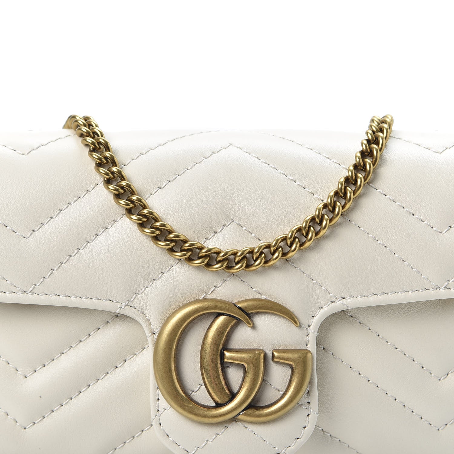 Gucci Calfskin Matelasse Super Mini GG Marmont Shoulder Bag White 9 of 10