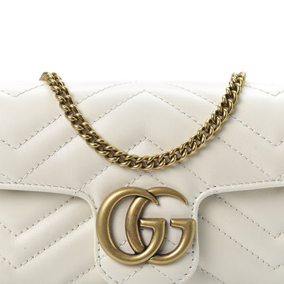 Gucci Calfskin Matelasse Super Mini GG Marmont Shoulder Bag White 9 of 10