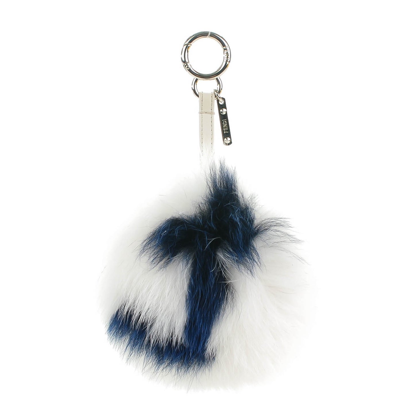 Fox Fur Shiny Nappa Bi-Color J ABCharm Bag Charm White Blue