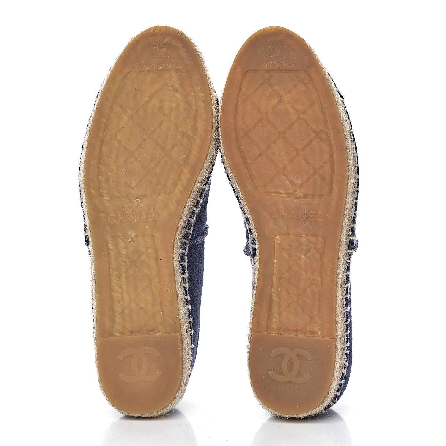 Chanel Denim Toile CC Espadrilles 38 Navy Black 5 of 9