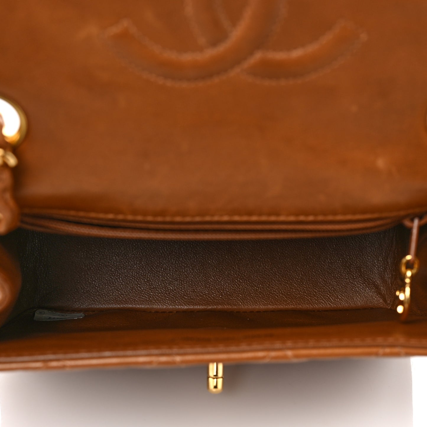 Lambskin Quilted Mini Square Flap Brown