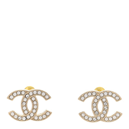 Chanel Crystal CC Earrings Gold 1 of 6
