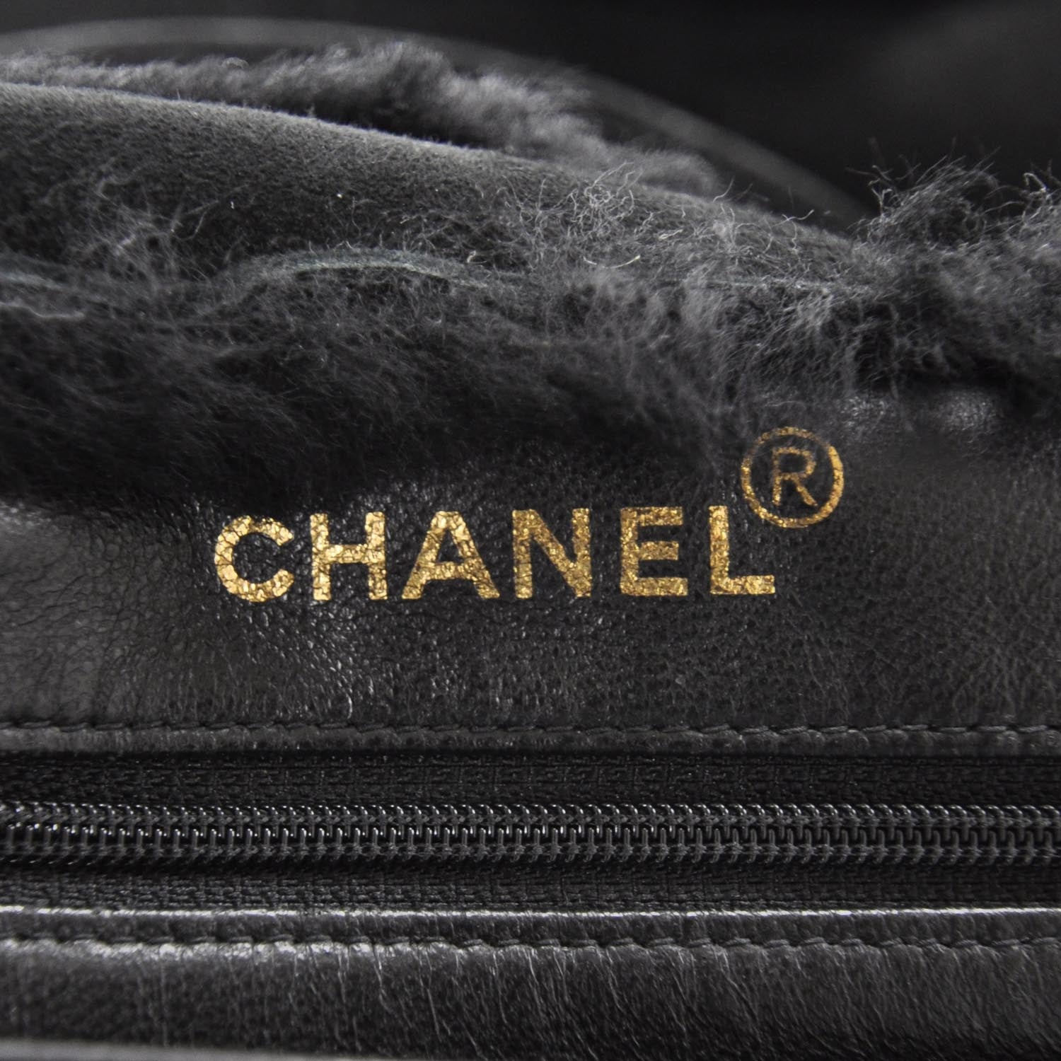 Chanel Suede Shearling Fur Handbag Black 7 of 12
