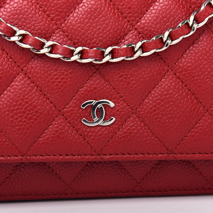 Chanel Caviar Quilted Wallet On Chain WOC Red 11 of 12