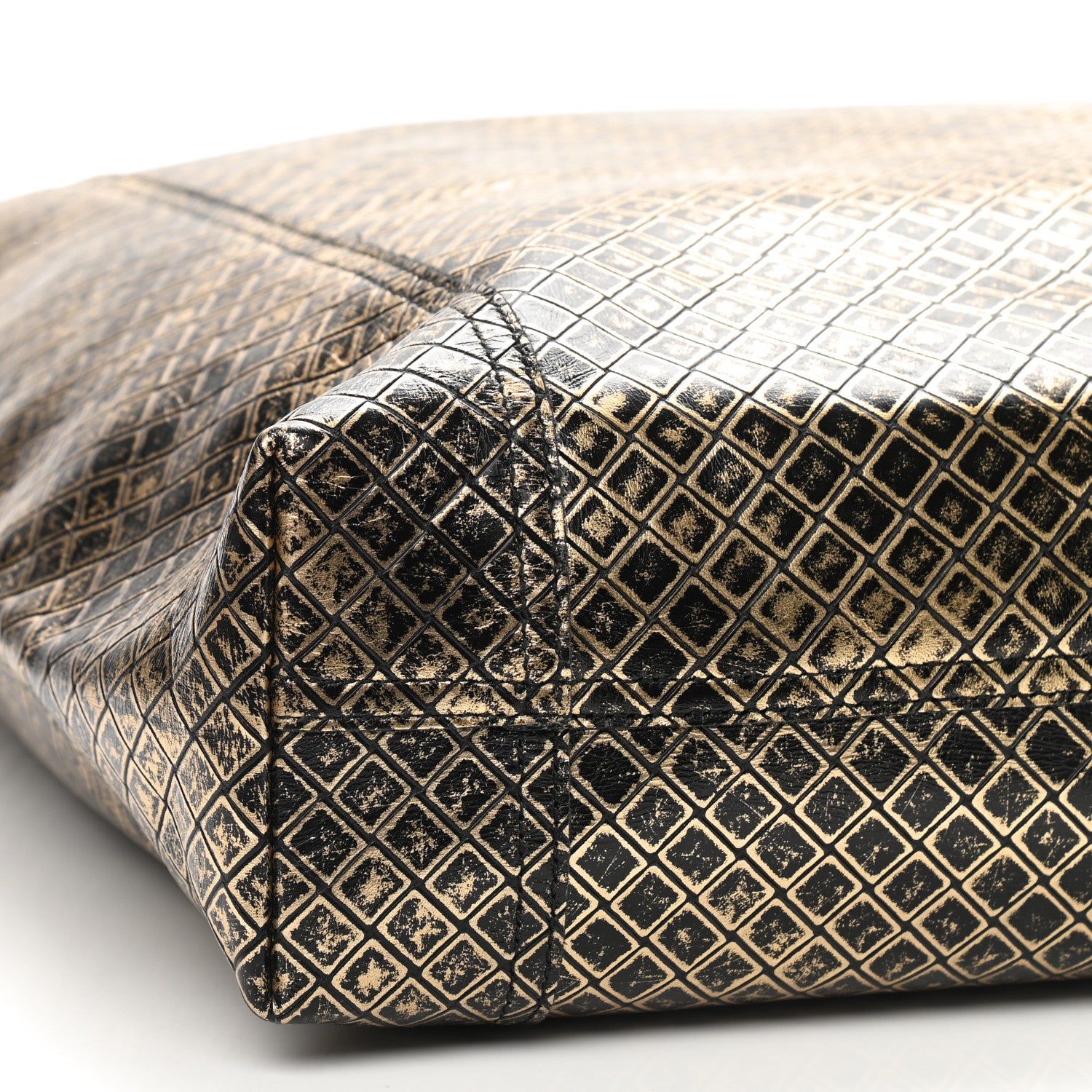 Bottega Veneta Calfskin Intrecciomirage Antique Tote Black Gold 6 of 8