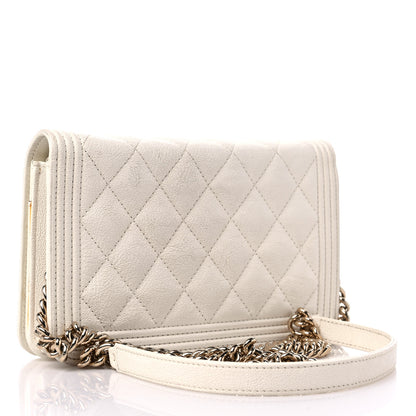 Chanel Caviar Quilted Boy Wallet On Chain WOC White 3 of 20