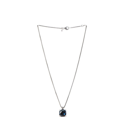 David Yurman Sterling Silver Diamond Hampton Blue Topaz 14mm Chatelaine Pendant Necklace 3 of 7