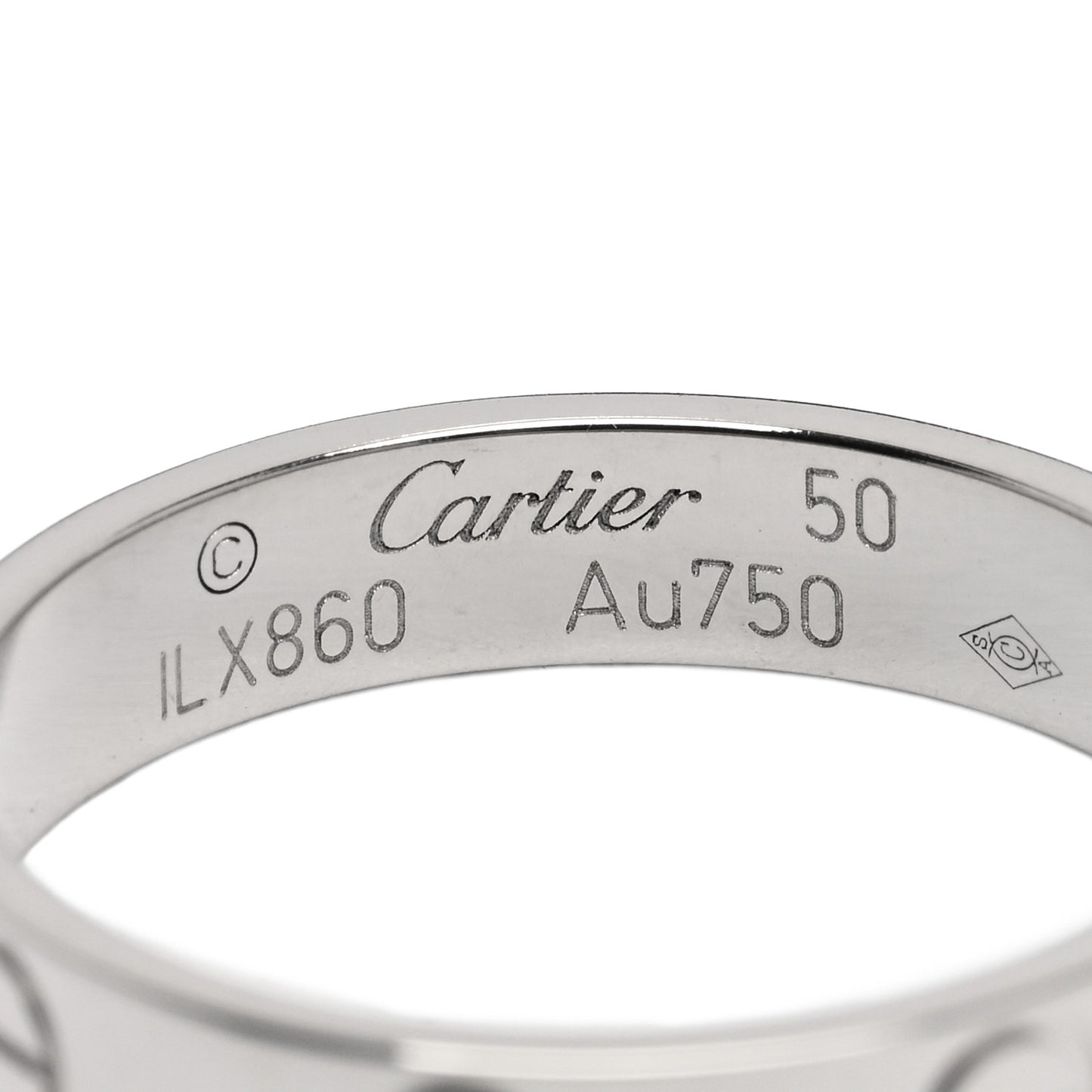 18K White Gold 3.5mm LOVE Wedding Band Ring 50 5.25