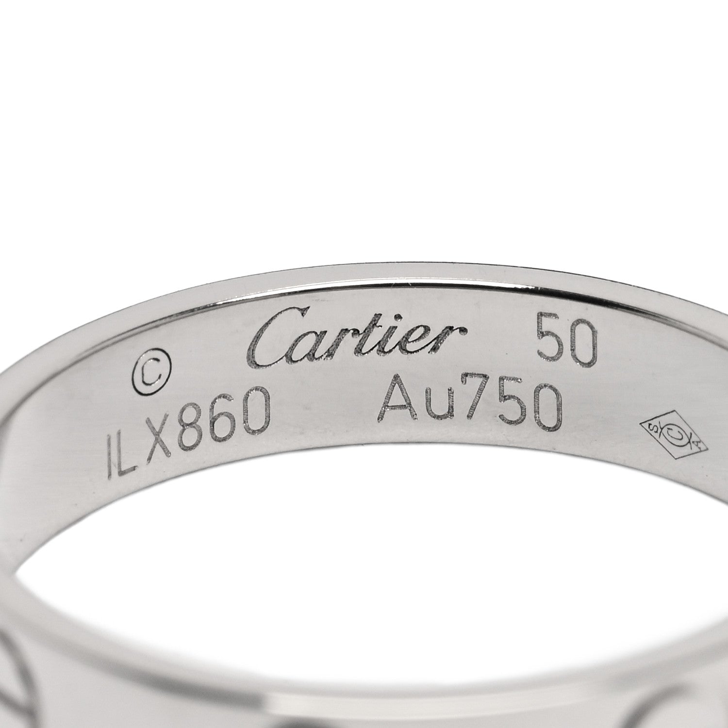 Cartier 18K White Gold 3.5mm LOVE Wedding Band Ring 50 5.25 4 of 5