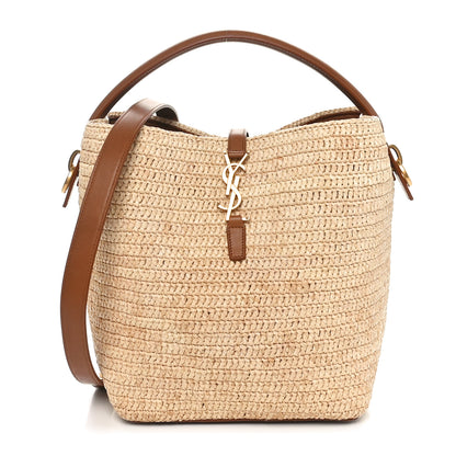Saint Laurent Raffia Vegetable Le 37 Bucket Bag Naturel Brick 1 of 11
