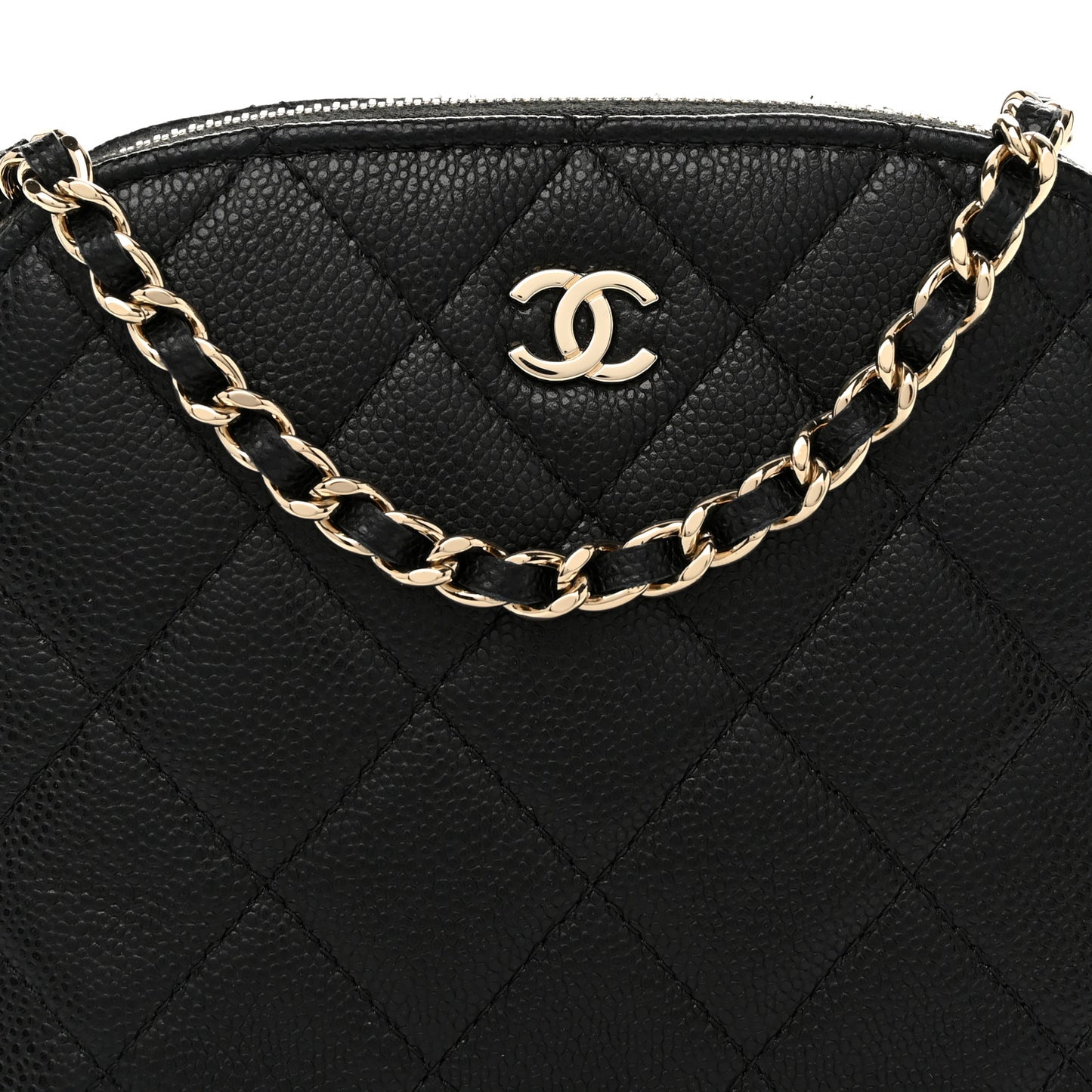 Caviar Quilted Classic Clutch With Chain Black