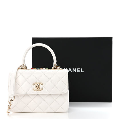Chanel Lambskin Lacquered Quilted Mini Trendy CC Dual Handle Flap Bag White 11 of 11