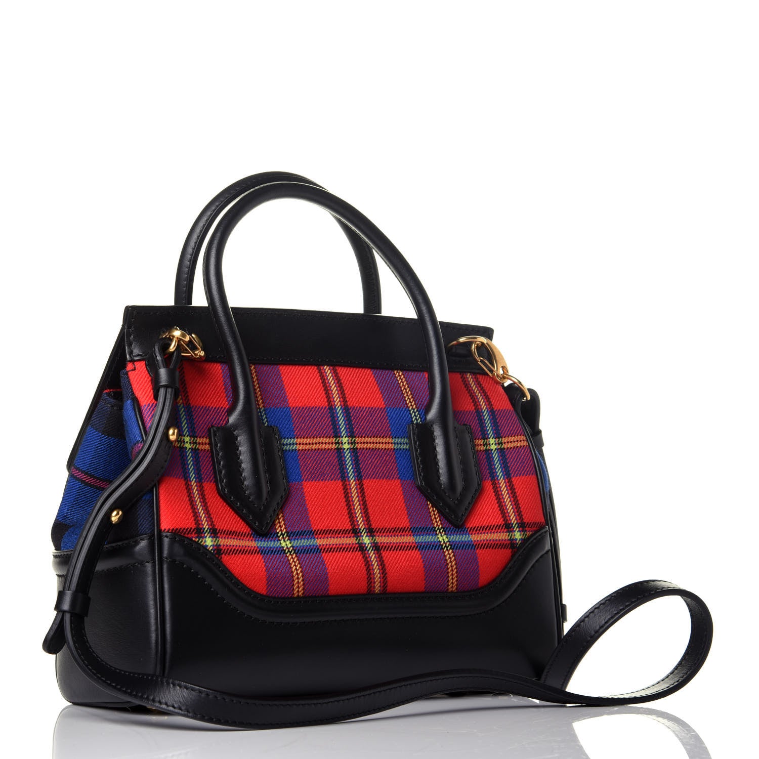 Versace Vitello Tartan Medium Baroque Palazzo Empire Bag Black Rosso 4 of 10
