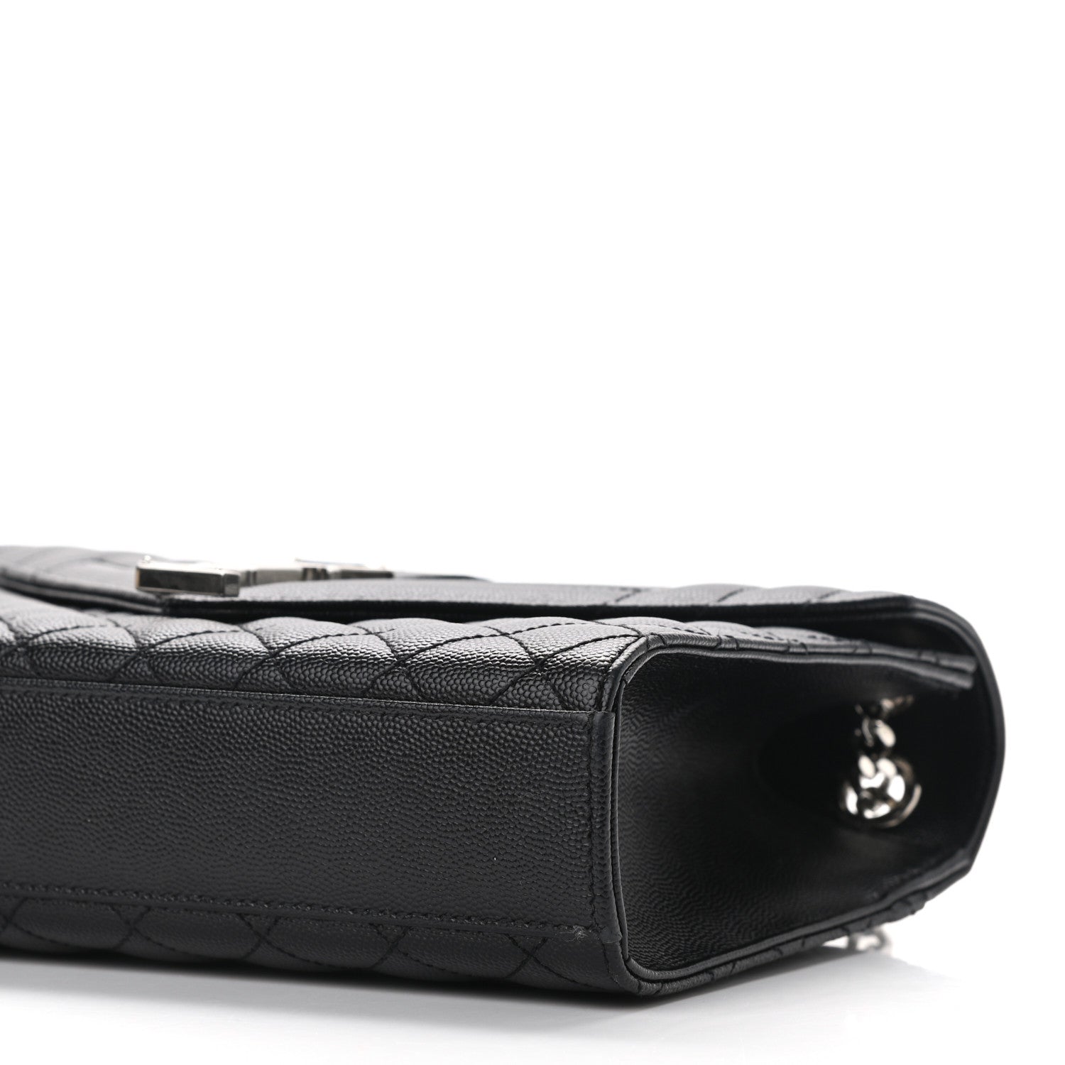 Saint Laurent Grain De Poudre Textured Mixed Matelasse Triquilt Medium Monogram Satchel Black 8 of 9