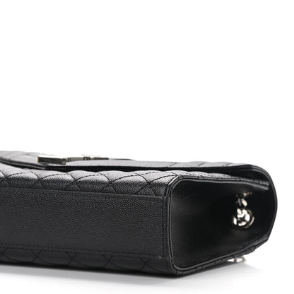 Saint Laurent Grain De Poudre Textured Mixed Matelasse Triquilt Medium Monogram Satchel Black 8 of 9