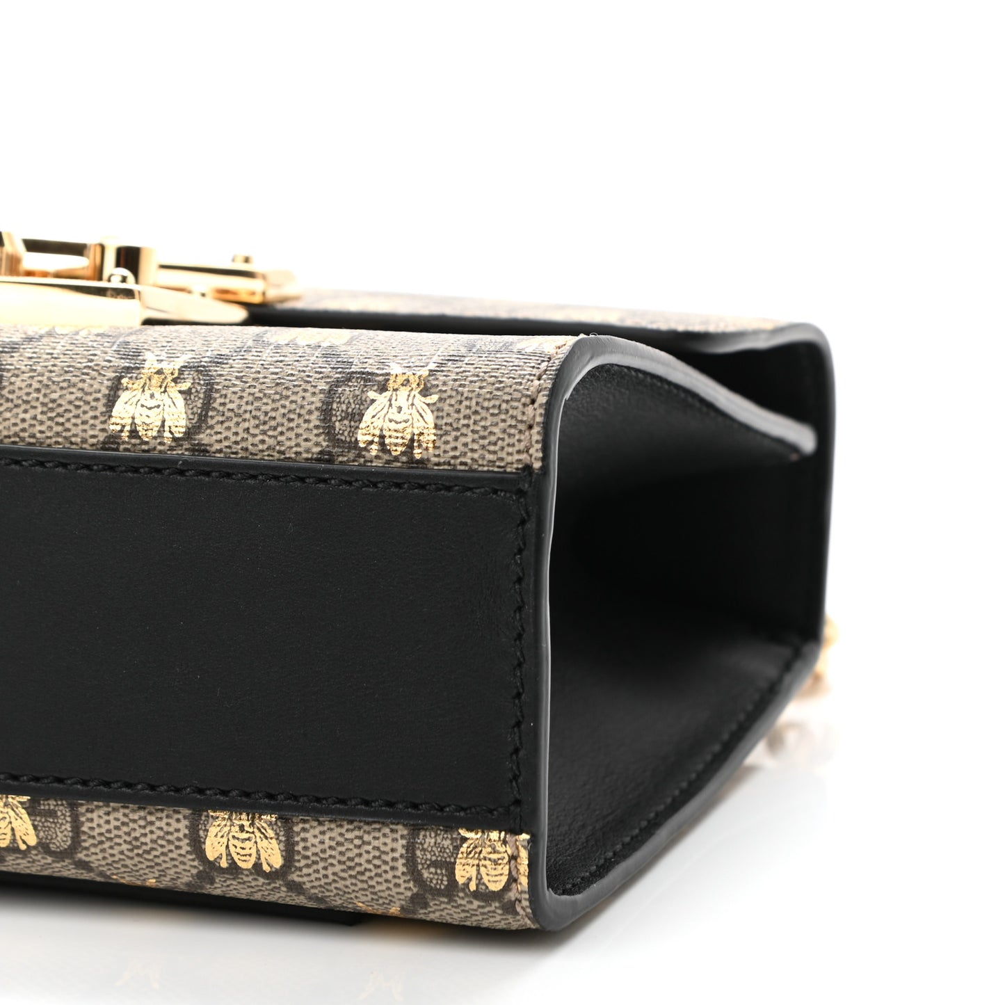 GG Supreme Monogram Bees Small Padlock Shoulder Bag Black