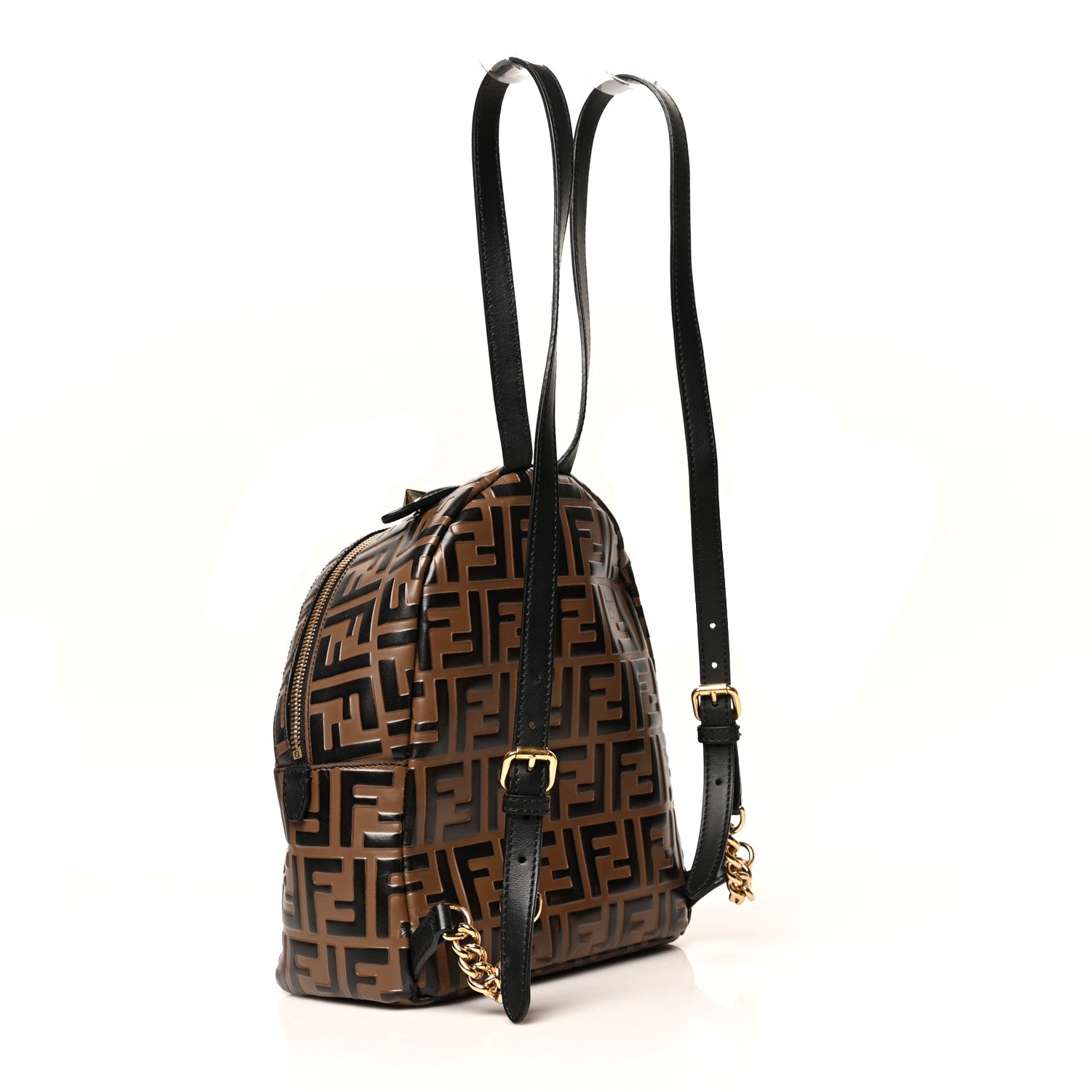 Fendi Vitello Bi-Color FF 1974 Embossed Mini Backpack Maya Black 2 of 15
