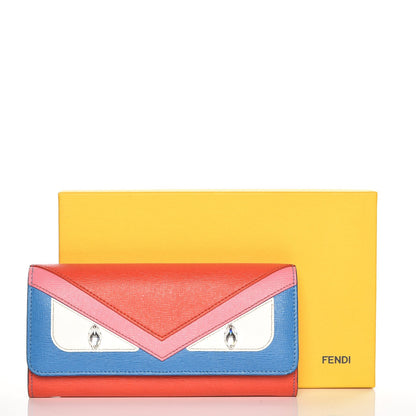 Fendi Vitello Elite Crystal Eye Monster Continental Wallet Royal Blue Papavero Multicolor 10 of 10