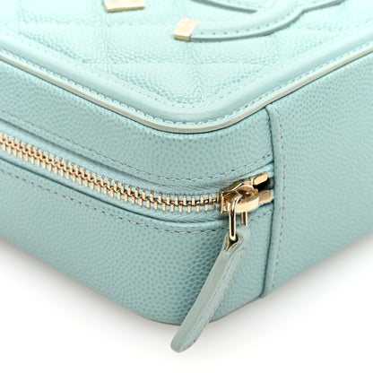 Chanel Caviar Quilted Filigree Vanity Clutch With Chain Light Blue 9 of 10