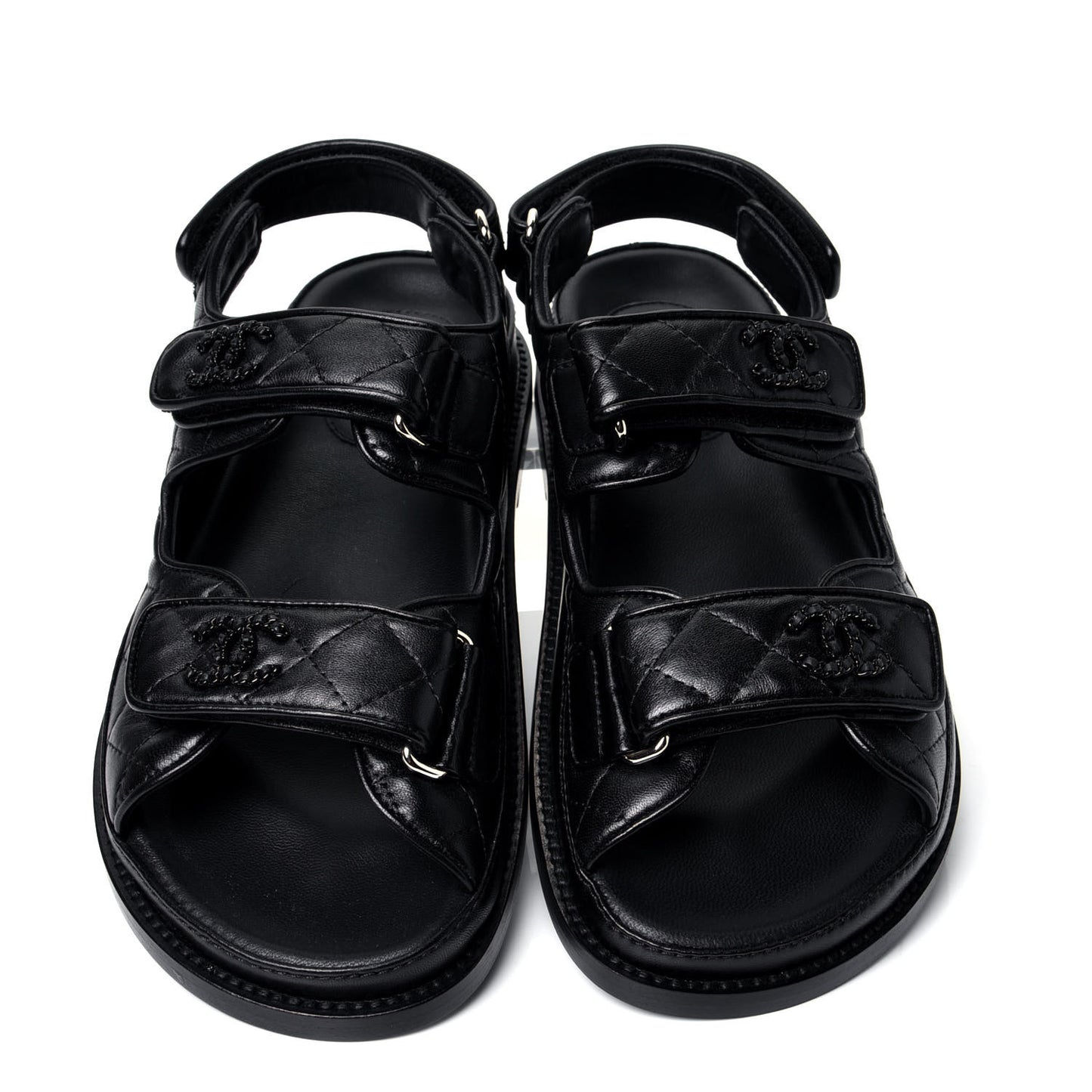 Lambskin Velcro Dad Sandals 36 Black