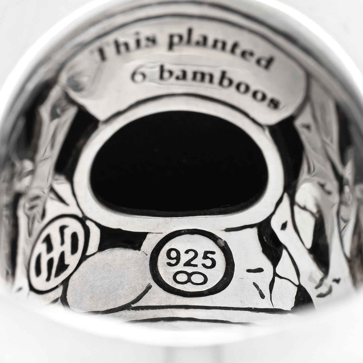 Sterling Silver Hematite Quartz Spinel Batu Bamboo Ring 55 7.25